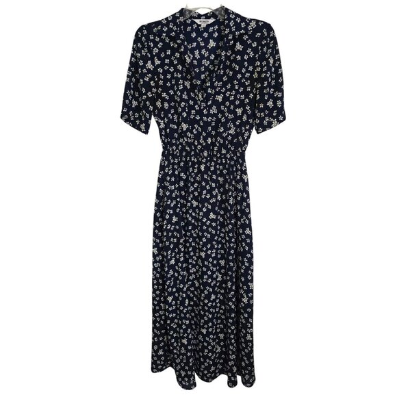 Bb Dakota By Steve Madden XS Navy Floral Maxi Dress 100% Polyester Short‎ Sleeve - Picture 1 of 8